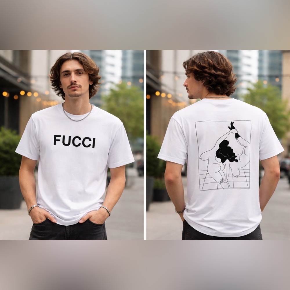 Shaka Wear White FUCCI Graphic Short Sleeve Tee